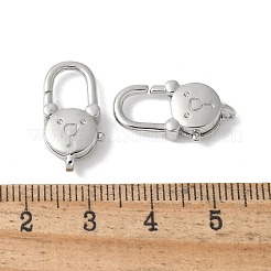 真鍮カニカン  ラックめっき  長持ちメッキ  鉛フリー＆カドミウムフリー  クマ  20x10x4.5mm  穴：1.6mm&nbsp;KK-F893-12P-01