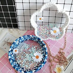 透明アクリルバスケットの底  かぎ針編みのバスケットベース  かご細工用品や室内装飾工芸品用  花  透明  178x184x2mm  穴：6mm&nbsp;DIY-WH0166-44