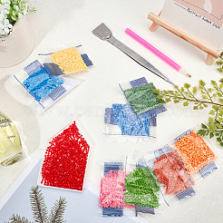 DIYのダイヤモンド絵キット  半円形プラスチックラインストーンカボションを含む  ステンレスピンセット  プラスチックディスプレイトレイ  トレイプレート  ネイルアートラインストーンピッカーペンとラベルペースト  ミックスカラー  プラスチックラインストーンカボション: 2.8mm  60袋 /セット  1セット&nbsp;DIY-GA0001-60
