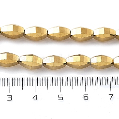 電気メッキ透明ガラスビーズ連売り  オーバル  フルメッキ  多面カット  ゴールド  9.5x5.5mm  穴：1.2mm  約43個/連  15.94''（40.5センチメートル）&nbsp;EGLA-M032-03A-FP01