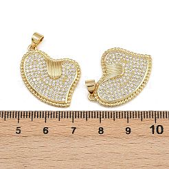真鍮製マイクロパヴェキュービックジルコニアペンダント  ハート  16KGP本金メッキ  19.5x23x3.5mm  穴：4x4.5mm&nbsp;ZIRC-I367-07G-05