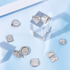 10Pcs 5 Style 304 Stainless Steel Diffuser Locket Pendants&nbsp;STAS-DC0007-57