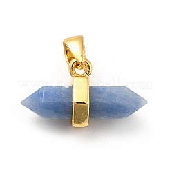 Dyed & Heated Natural Blue Aventurine Double Terminal Pointed Pendants&nbsp;G-P481-01G-02