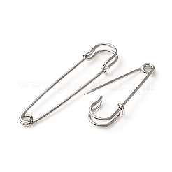 45 個 6 サイズ鉄キルトピンブローチクラスプジュエリーパーツ  プラチナ  40~75x13~17mm  ピン：1.5mm&nbsp;IFIN-YW0001-73