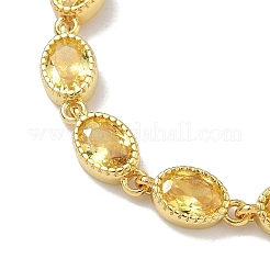 Oval Brass Pave Cubic Zirconia Link Chain Bracelets for Women&nbsp;BJEW-P385-02G-06