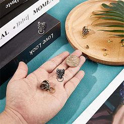 4個 2色 合金製バッグ装飾用 悪魔の頭蓋骨のバックル留め具  プルリングとネジ付きのレトロなレザークラフトリベット  アンティークブロンズ＆アンティークシルバー  1.95x1.55x1.55cm  リング：11.5x1.5mm  内径：0.85のCM&nbsp;KK-GF0001-09