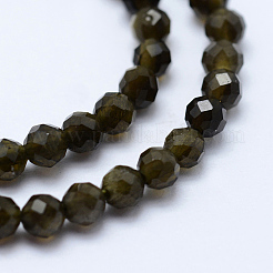 Natural Golden Sheen Obsidian Beads Strands&nbsp;X-G-J369-16-3mm