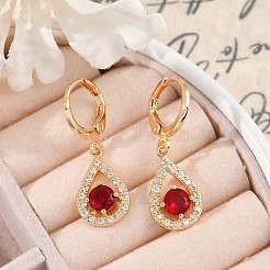 Brass Micro Pave Cubic Zirconia Leverback Earrings&nbsp;EJEW-K300-04G
