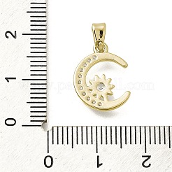 真鍮製マイクロパヴェキュービックジルコニアペンダント  星月チャーム  ゴールドカラー  15x12x4.5mm  穴：2mm&nbsp;ZIRC-D275-03G