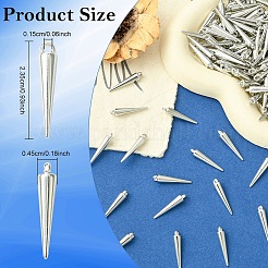 CCBプラスチックペンダント200個  コーン  プラチナ  23.5x4.5mm  穴：1.5mm&nbsp;CCB-YW0001-66