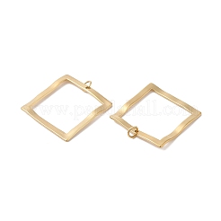 イオンプレーティング（IP）304ステンレスペンダント  丸カン付き  スクエアチャーム  14KGP本金メッキ  20.5x20x1.5mm  穴：3mm&nbsp;STAS-Q215-12G