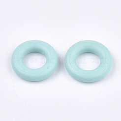 塗装木製リンクリング  リング  淡いターコイズ  24.5x6mm  穴：12mm&nbsp;WOOD-Q040-003B-06