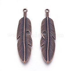 Tibetan Style Alloy Feather Big Pendants&nbsp;TIBEP-A12720-R-NR