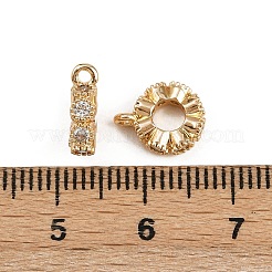 真鍮マイクロパヴェクリアキュービックジルコニアチューブベイル  ラウンド  18KGP本金メッキ  10.5x8.5x3mm  穴：1.2mm  内径：3.7mm&nbsp;KK-C115-19G
