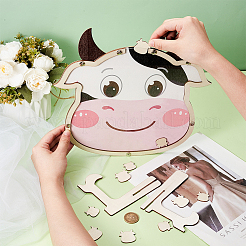 Cow Theme Wooden Baby Shower Guest Book for Birthday Party&nbsp;AJEW-WH0270-345
