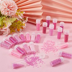 ガラスシードビーズ  ラウンド  ピンク  1.5~2.5x1.5~2mm  穴：0.5~1mm  12色  10 G /カラー&nbsp;SEED-SC0001-51B-03