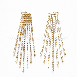 Brass Cubic Zirconia Big Chain Tassel Pendants&nbsp;X-KK-S348-240G