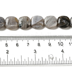 天然石バンブーアゲート竹葉瑪瑙ビーズ連売り  角丸四角  12~12.5x12~12.5x5~5.5mm  穴：0.8mm  約32個/連  15.47~15.55''（39.3~39.5センチメートル）&nbsp;G-NH0014-A01-01