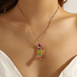 Summer Beach Brass Enamel Pendant Necklaces&nbsp;WG2737B-01