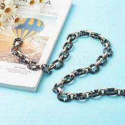 手作りリンクチェーン  ccbプラスチックフレームコネクター付き  オーバル  ブラック  17.5x11.5x4.5mmと25.5x18x6mm  39.37インチ（1m）/連&nbsp;AJEW-JB01044-02