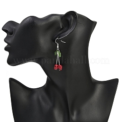 Brass Synthetic Turquoise Skull Dangle Earrings&nbsp;EJEW-JE06534-01