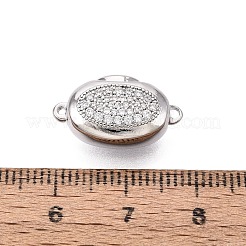 真鍮マイクロパヴェクリアキュービックジルコニアボックスクラスプ  オーバル  1連  1穴  プラチナ  1mm  穴：18~19x10.5x8mm&nbsp;KK-Q074-06P