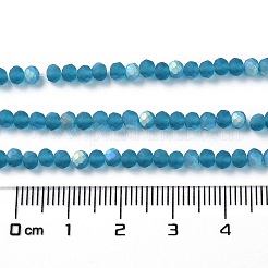 ジェイド風ガラスビーズ連売り  半分ABカラーメッキ  多面カット  艶消し  ロンデル  マリンブルー  3.5~3.8x3mm  穴：0.8~1mm  約105~110個/連  29~31cm&nbsp;EGLA-A034-T3mm-MB27