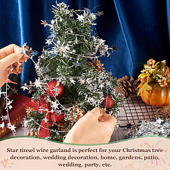 PVC Sparkly Star Metallic Garland with Iron Wire&nbsp;AJEW-TAC0034-08D