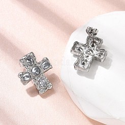 6 Pairs 304 Stainless Steel Cubic Zirconia Cross Stud Earrings&nbsp;EJEW-P330-01A