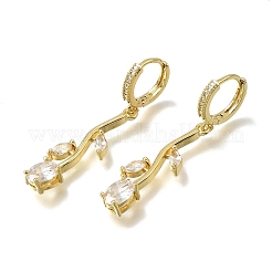 Brass Micro Pave Cubic Zirconia Hoop Earrings&nbsp;CU-CBA108A-14G-02