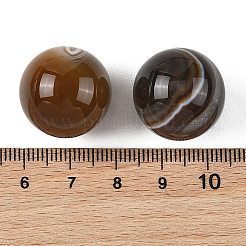天然縞瑪瑙（染色・加熱処理済み）球形ビーズ  スムーズなラウンド  穴なし/ドリルなし  キャメル  20mm&nbsp;GG-D003-A04-02