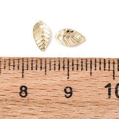 真鍮製チャーム  カドミウムフリー＆鉛フリー  長持ちメッキ  葉  24KGP本金メッキ  7x4x1mm  穴：1mm&nbsp;KK-H739-06G