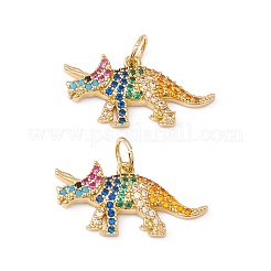 Rack Plating Brass Micro Pave Colorful Cubic Zirconia Pendants&nbsp;ZIRC-C040-48C-G