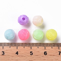 不透明なポリスチレン（ps）プラスチック製のヨーロッパのビーズ  大穴ビーズ  ウールボール形状  ミックスカラー  8x7mm  穴：2mm  2270個/約500g&nbsp;KY-I004-24A