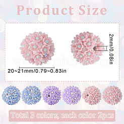 6Pcs 3 Colors Handmade Polymer Clay Rhinestone Floral Ball Beads&nbsp;CLAY-SC0002-14