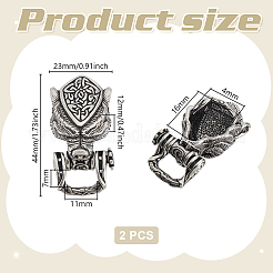 真鍮製ウルフシャックル留め具1個  アンティークシルバー  44x23x12mm  穴：7x11mm&nbsp;KK-GA0002-23A
