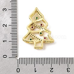 真鍮製マイクロパヴェキュービックジルコニアペンダント  クリスマスツリーのチャーム  ラックめっき  長持ちメッキ  カドミウムフリー＆鉛フリー  18KGP本金メッキ  25.5x19x5mm  穴：5.5x2mm&nbsp;KK-L258-01G-B01