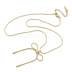 PVD Vacuum Plating 304 Stainless Steel Bowknot Pendant Round Snake Chain Necklaces for Women&nbsp;NJEW-Z044-10G