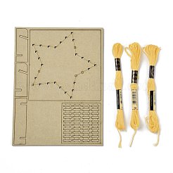 子供のためのDIYストリングアートキットの芸術品と工芸品  木製のステンシルと羊毛糸を含む  星の模様  16x21x0.3cm&nbsp;DIY-P014-B07