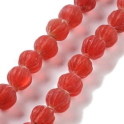 手作りのネパールランプワークビーズ  カボチャ  レッド  10.5x9.5mm  穴：1.5mm  約64個/連  25.79''（65.5センチメートル）&nbsp;LAMP-Z008-05B