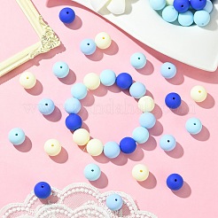 ラバー加工オペークアクリルビーズ  ラウンド  ライトスカイブルー  16mm  穴：2mm  約226個/489g&nbsp;LS-MACR-CJC0009-02D