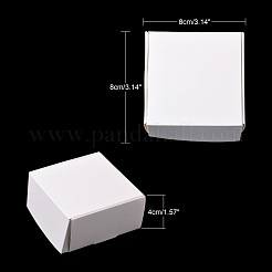 クラフト紙ギフトボックス  配送ボックス  折りたたみボックス  正方形  ホワイト  8x8x4cm&nbsp;CON-K003-02A-02