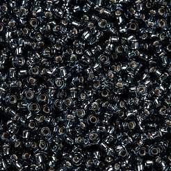 MIYUKIラウンドロカイユビーズ  日本製シードビーズ  （rr2426)シルバーラインモンタナ  15/0  1.5mm  穴：0.7mm  約5555PCS /ボトル  10 G /ボトル&nbsp;SEED-JP0010-RR2426