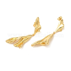 Twist Brass Dangle Stud Earrings&nbsp;EJEW-G382-16G