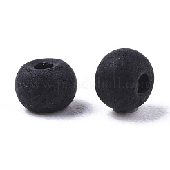 つや消し色ガラスビーズ  不透明色  ラウンド  ブラック  4x3mm  穴：1mm  約4500個/袋&nbsp;SEED-S040-03A-01