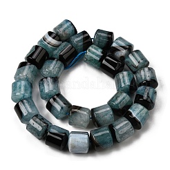 天然石瑪瑙ビーズ連売り  染め＆加熱  ドラム  シアン  14~14.5x13.5~14.5mm  穴：1~1.2mm  約28個/連  15.55