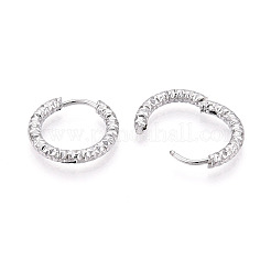 304ステンレススチールフープピアス  テクスチャリング  ステンレス鋼色  16x17~17.5x2.5mm&nbsp;LS-STAS-T074-26P