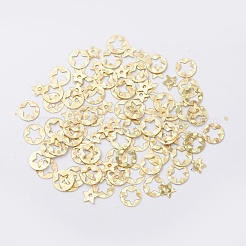 オーナメントアクセサリープラスチック製スパンコール/スパンコールビーズ  スターとフラットラウンド  ゴールド  6x0.1mm&nbsp;PVC-E001-02-LS01