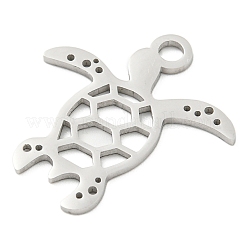 変色しない304ステンレススチールペンダント  レーザー切断  ステンレス鋼色  海の動物の魅力  カメ  24x23x1mm  穴：3mm&nbsp;STAS-B056-10P-05
