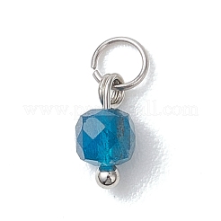 50個 10色天然ミックスストーンファセットキューブチャーム  304ステンレス鋼の金具  ステンレス鋼色  9x5x5mm  丸カン：4x5.5ミリ  3mm内径  5個/カラー&nbsp;PALLOY-JF04816-02